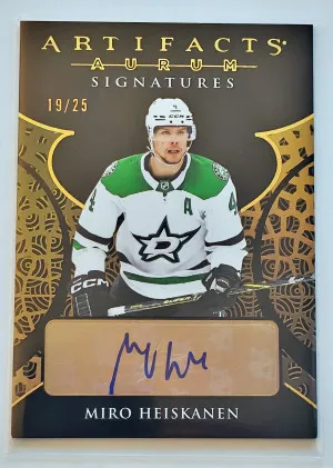 2023-24 Artifacts Miro Heiskanen AS-MH Aurum Signatures 19/25 front